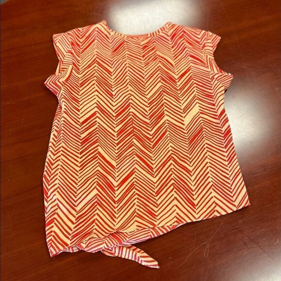 Greylin Red & Khaki Print Side Tie Cap Sleeve Blouse sz XS EUC - Picture 6 of 6